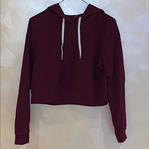 Burgundy Crop Hoodie